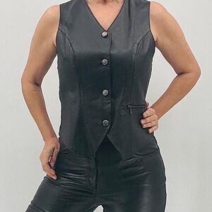 Vintage Y2K Indie Sleaze Punk Goth Biker Moto Western Cowgirl Leather Vest